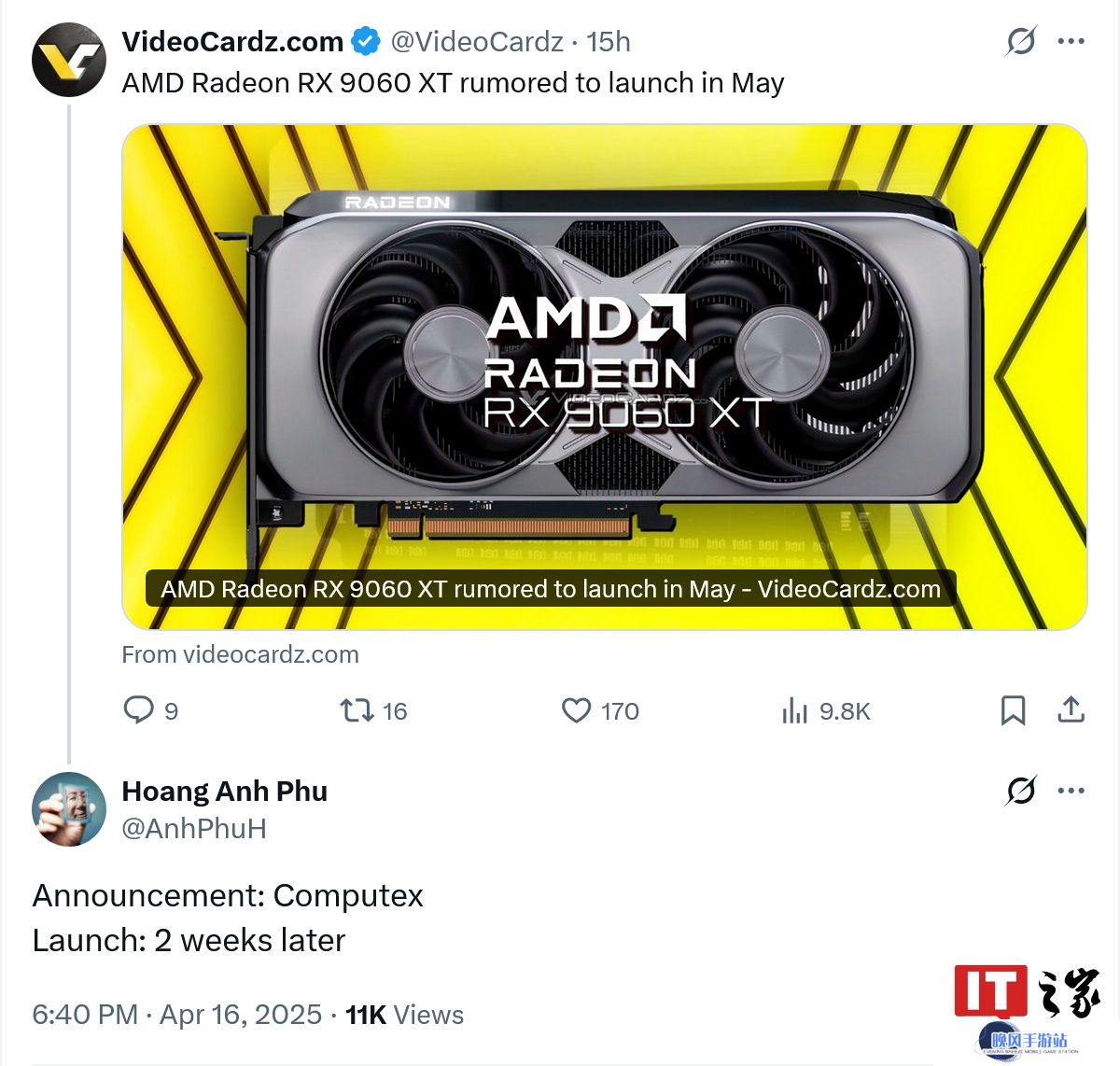 AMD Radeon RX 9060 XT 显卡被曝 5 月台北电脑展公布，6 月初发售